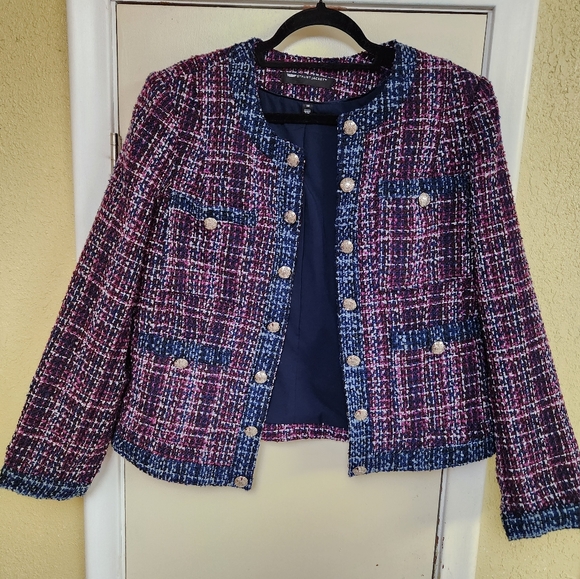 White House Black Market Multicolor Tweed Blazer Size 16 - Picture 1 of 7